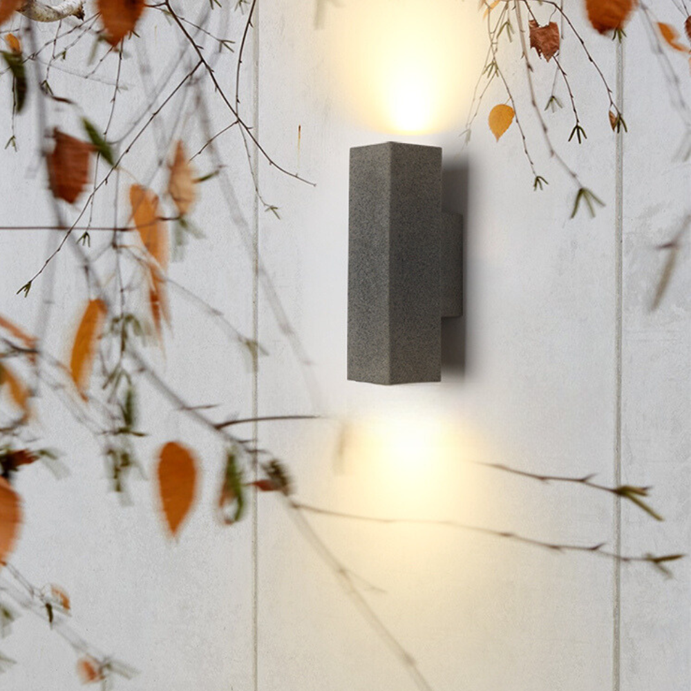 Ray Minimalist Cement Square Outdoor Wall Lamp, White - Neutral Decor