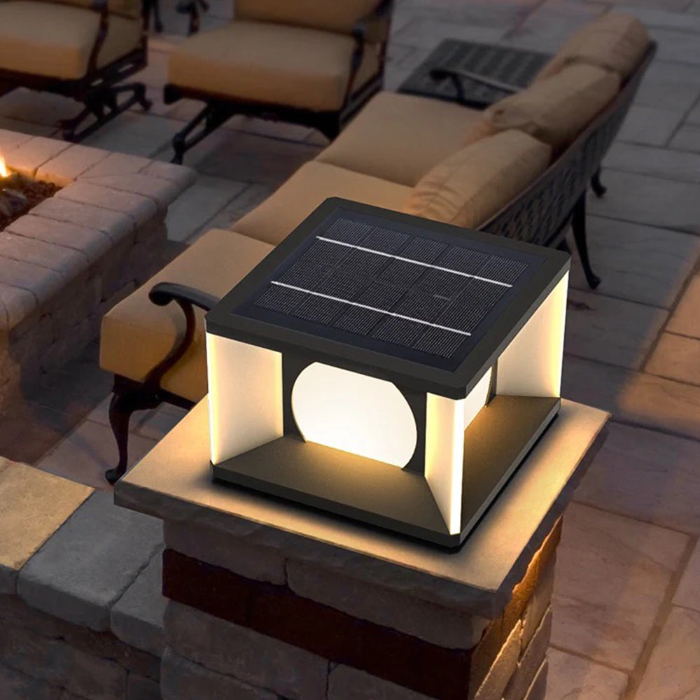 Aria Modern Square Metal Outdoor Light Post - Neutral Decor