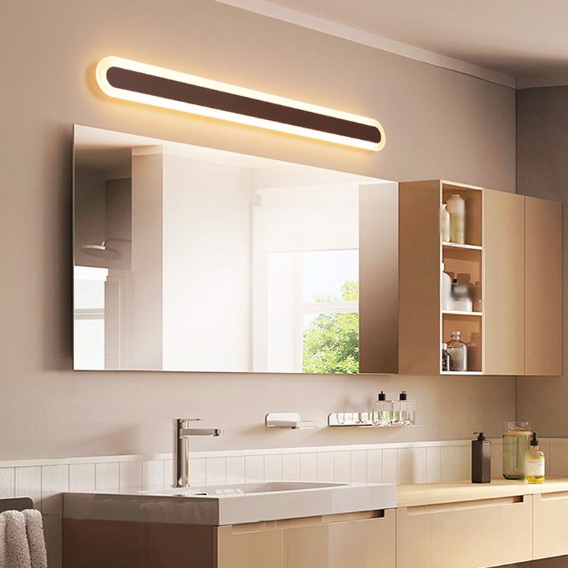 Arisha Modern Linear Vanity Wall Lamp, White/Brown, Bathroom - Neutral Decor