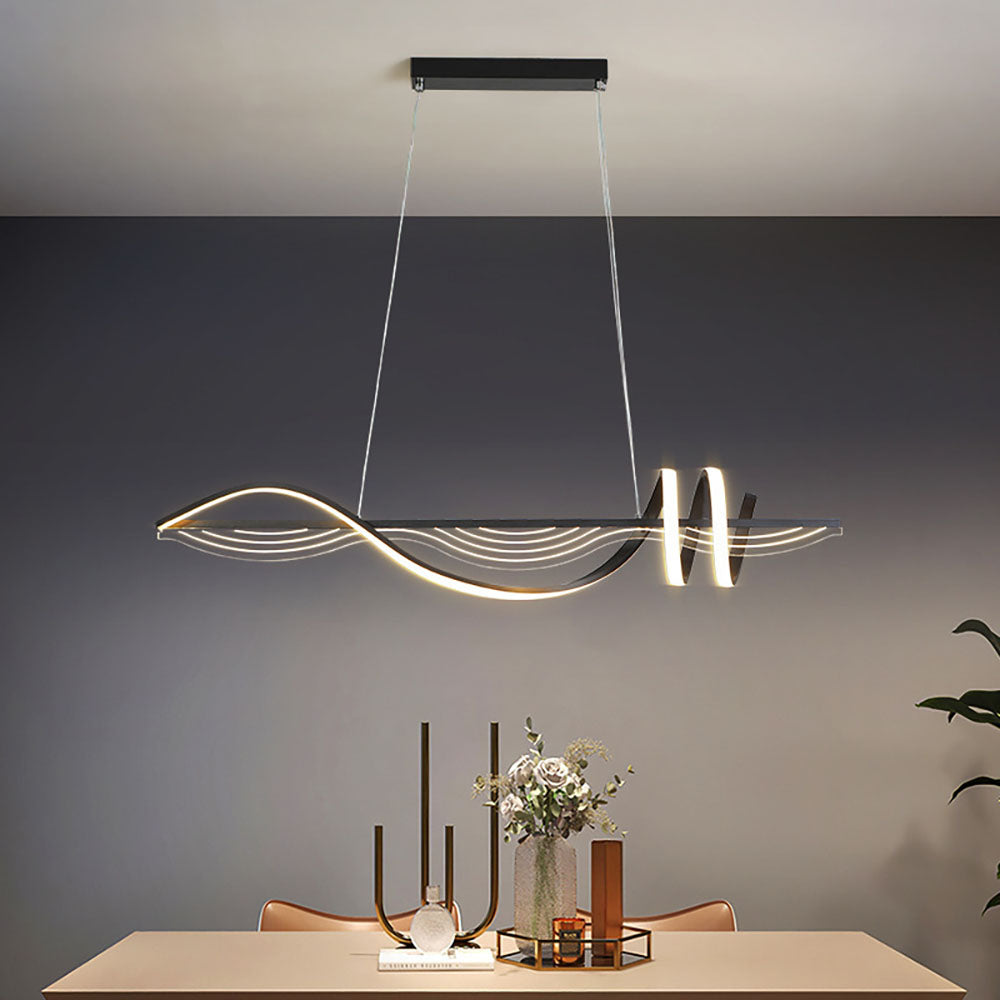 Arisha Contemporary Style Linear Metal Pendant Light White/Black - Neutral Decor