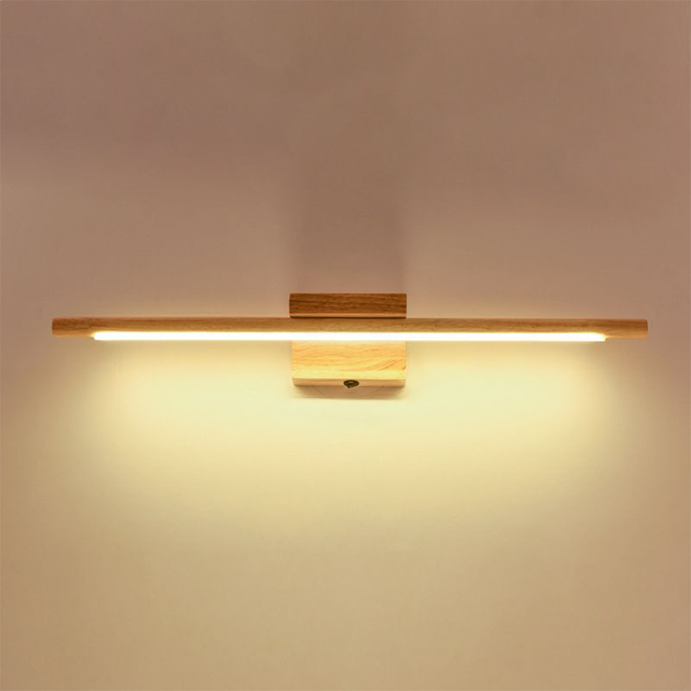 Muto Nature Wood Linear Mirror Front Vanity Wall Lamp - Neutral Decor