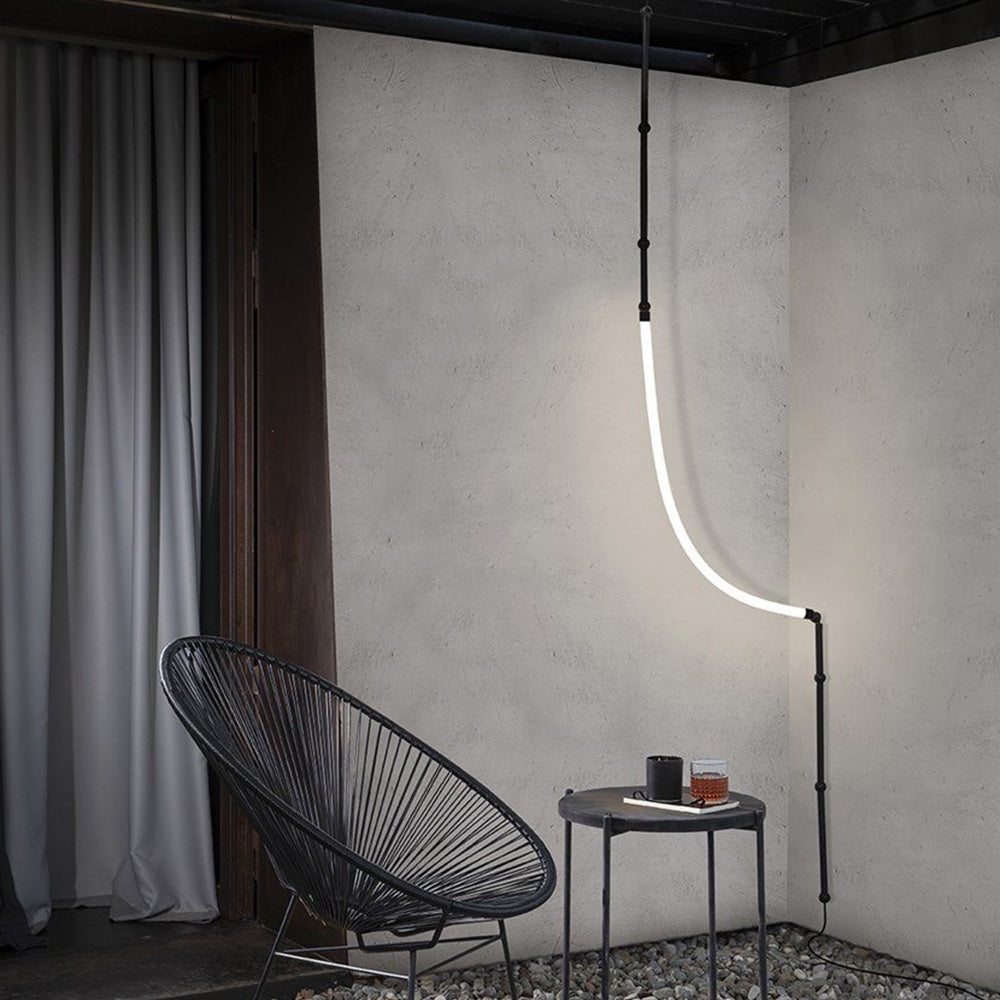 Arisha Modern Linear Metal/Silicone Pendant Light, Black - Neutral Decor