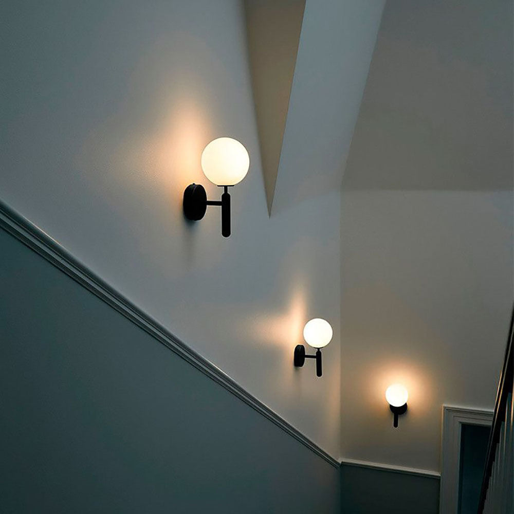 Valentina Wall Lamp Modern Globe, Metal/Glass, Black/Gold, Hallway - Neutral Decor