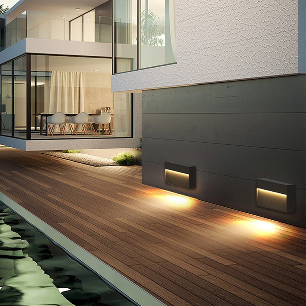 Ray Metal Rectangular Outdoor Deck/Step Light, Black - Neutral Decor