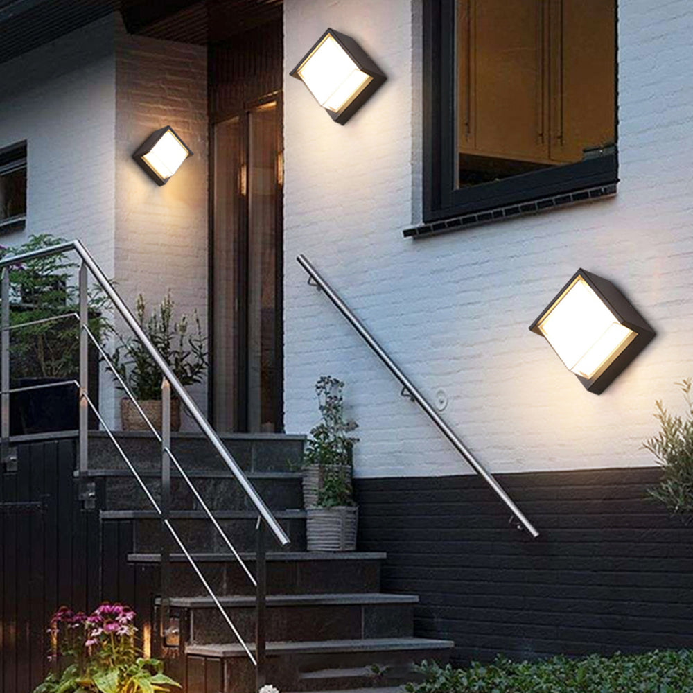 Ray Modern Square Metal Outdoor Wall Lamp Black White - Neutral Decor