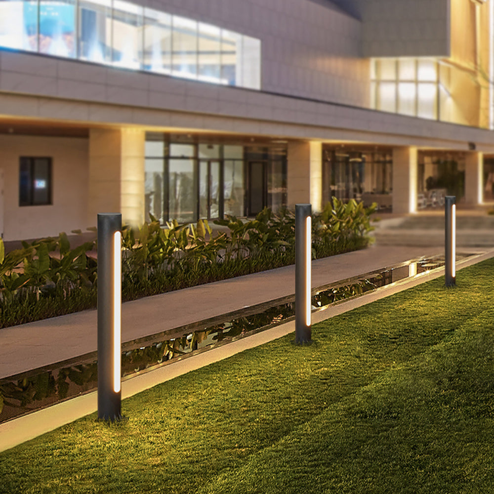 Ray Metal Cylindrical Linear Strip Outdoor Path Light, Black - Neutral Decor