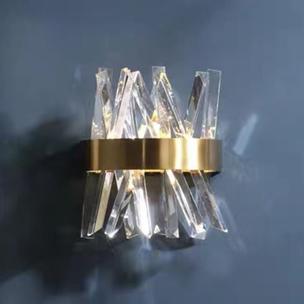 Kristy Decorative Geometric Crystal/Metal Wall Lamp, Gold - Neutral Decor