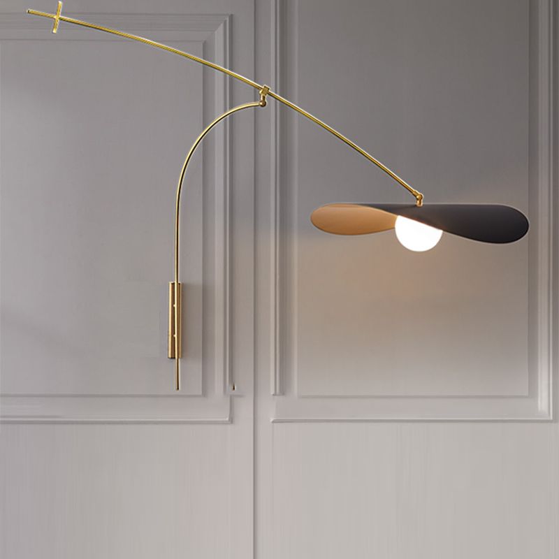 Arisha Arc Wall Lamp, Metal/Glass, Black/Gold, Bedroom - Neutral Decor