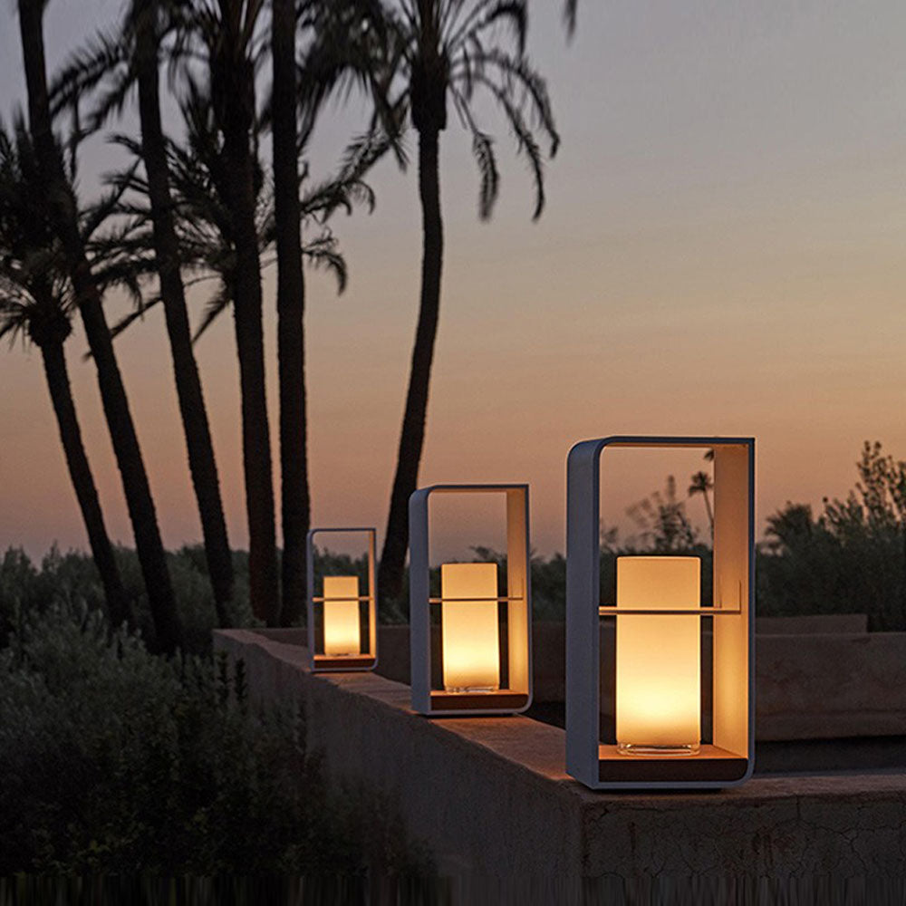 Ray Minimalist Cuboid Candle Solar Outdoor Floor Lamp Black - Neutral Decor