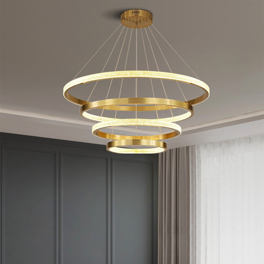 Kristy Modern Ring Metal/Arcylic LED Pendant Light, Black/Gold - Neutral Decor