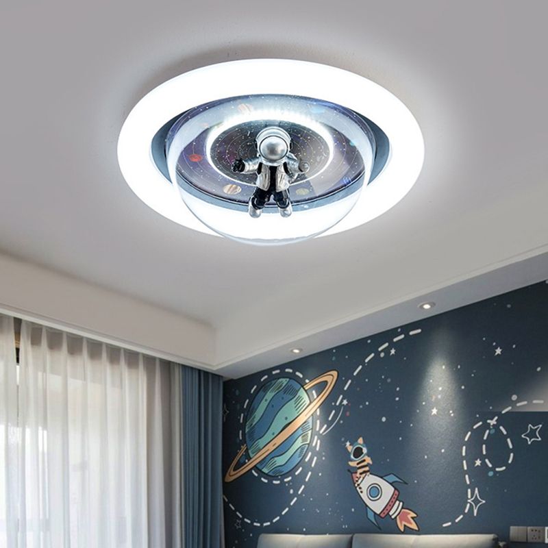 Aria Cosmic Astronaut & Galaxy Motif Flush Mount Ceiling Light - Neutral Decor
