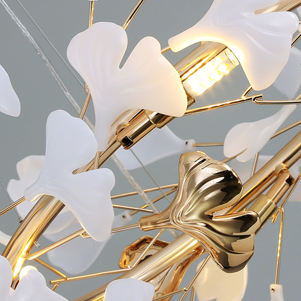 Olivia Ginkgo Leaf Modern Petal Shaped Metal Chandelier, Gold - Neutral Decor