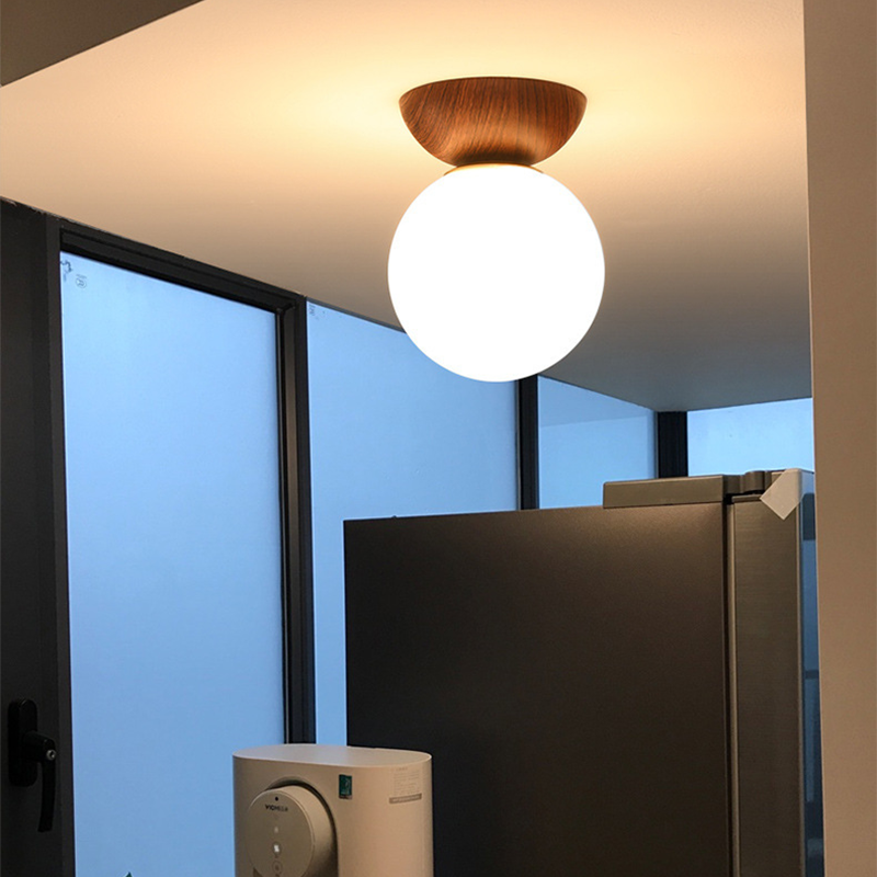 Valentina Nordic Japanese Glob LED Ceiling/Pendant Light Metal Glass Bedroom, Burlywood - Neutral Decor