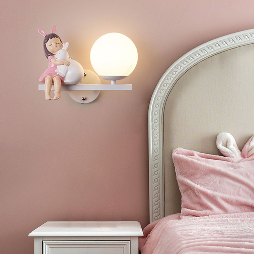 Aria Modern Metal/Glass Wall lamp, White & Pink - Neutral Decor