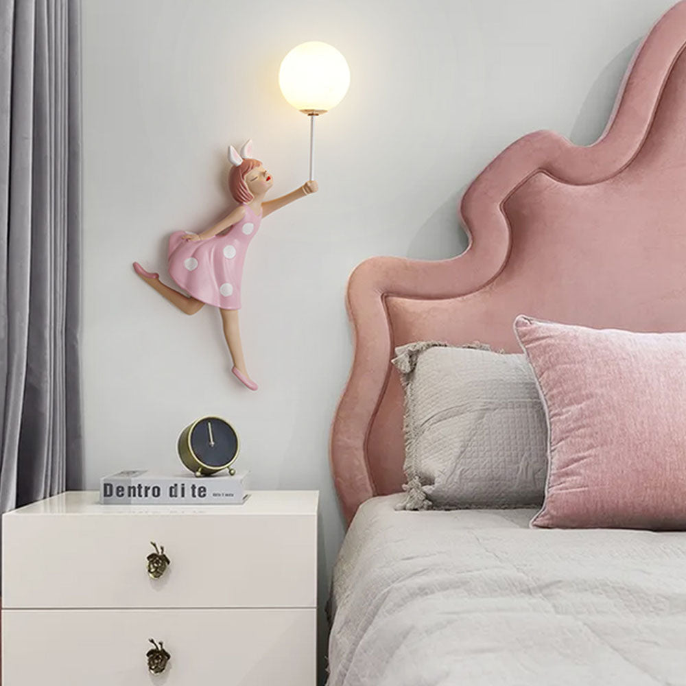 Arisha Modern Balloon/Girl Shape Acrylic Pink Wall Lamp - Neutral Decor