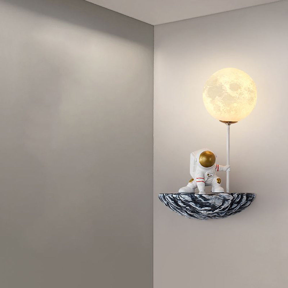 Aria Decorative Astronaut Glass/Acrylic Wall Lamp, White/Blue-White - Neutral Decor