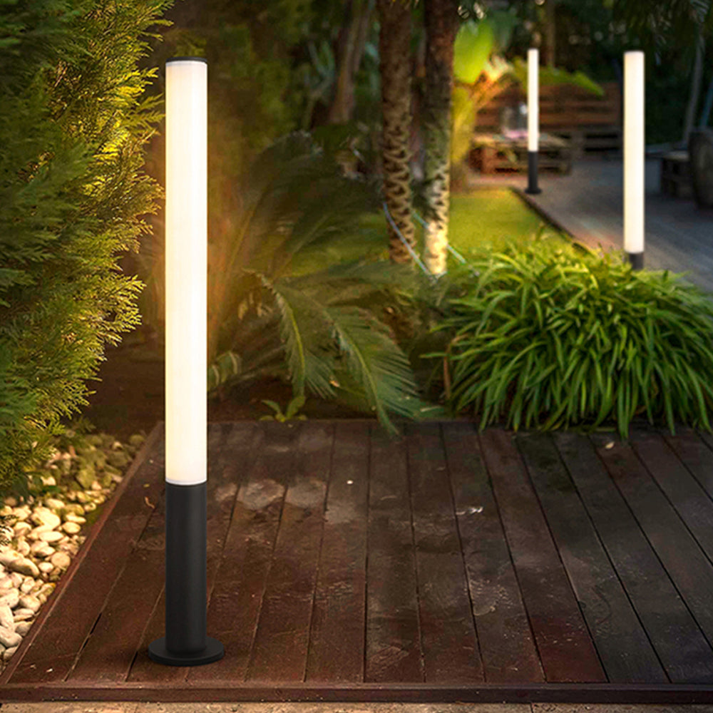 Ray Minimalist Cylindrical Acrylic Outdoor Ground Ligh, Black - Neutral Decor