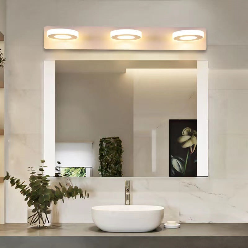 Arisha Minimalist Round Metal Wall Lamp, White, Bathroom - Neutral Decor