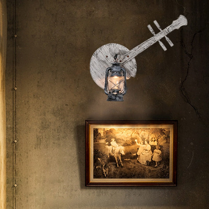 Epoch Wall Lamp Lute Vintage Lantern Wooden Gray, Dining Room - Neutral Decor