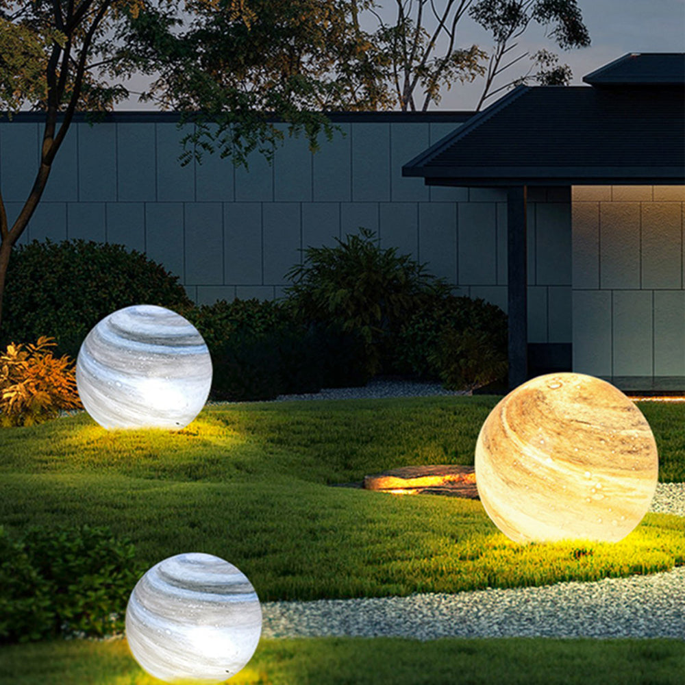 Ray Decorative Solar Acrylic Planet Outdoor Ground Light, Milk Curry/Blue - Neutral Decor