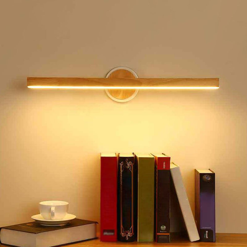 Muto Modern Linear Wooden Mirror Front Vanity Wall Lamp - Neutral Decor