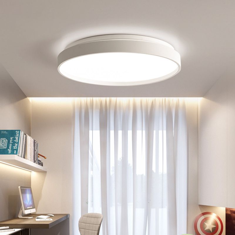 Arisha Minimalist Round Metal/Acrylic Flush Mount Ceiling Light, White/Coffee/Grey/Gold - Neutral Decor