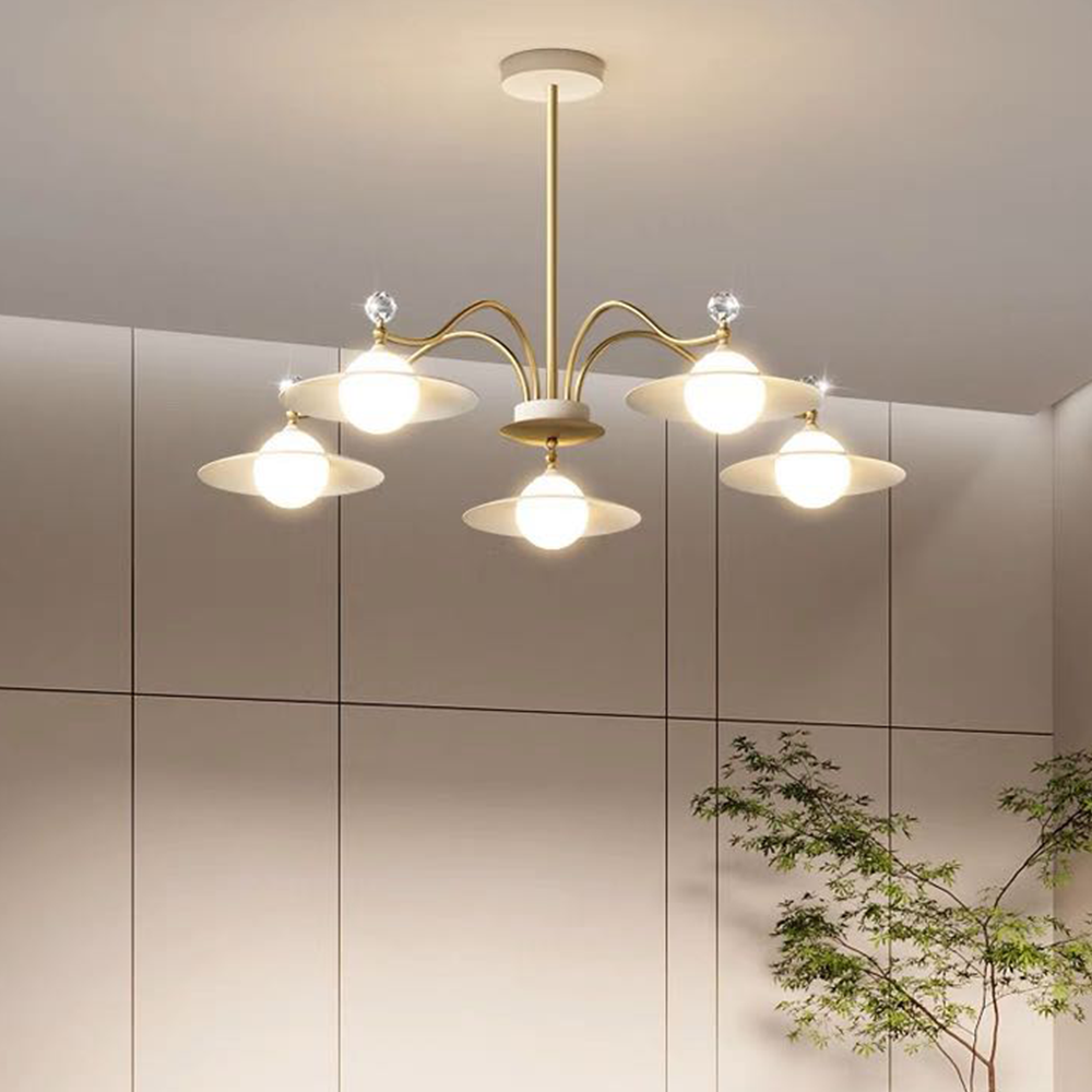Arisha Blown Gold Chandelier, 6/8 Heads - Neutral Decor