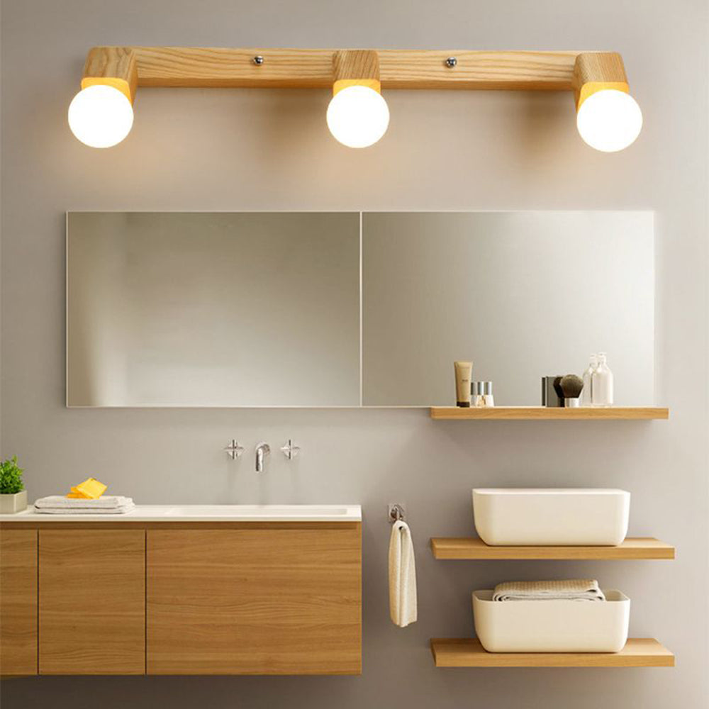 Muto Modern Square Globe Metal/Wood Wall Lamp, Vanity Light - Neutral Decor