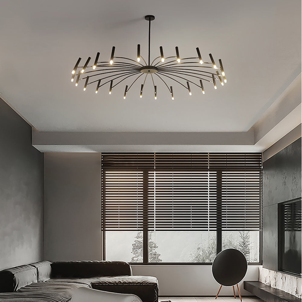 Arisha Modern Blown Linear Metal Multi-heads Chandelier - Neutral Decor