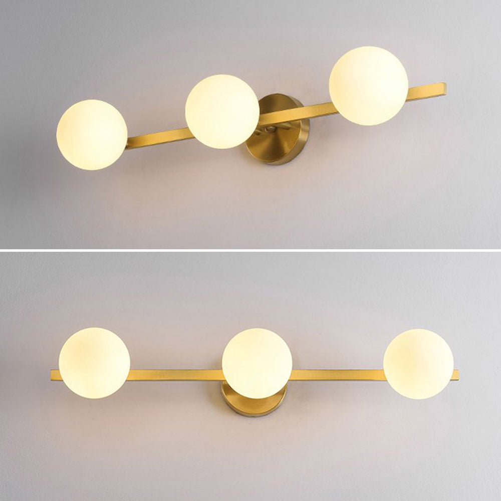 Valentina Retro Globe Linear Metal/Glass Wall Lamp, Gold, Bathroom - Neutral Decor