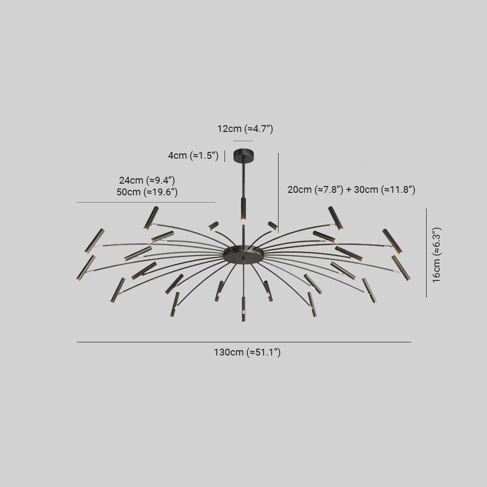 Arisha Modern Blown Linear Metal Multi-heads Chandelier - Neutral Decor
