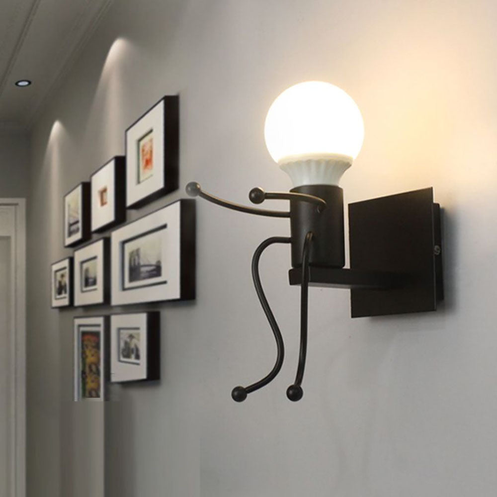 Arisha Modern Decorative Man Metal Wall Lamp, White/Black - Neutral Decor