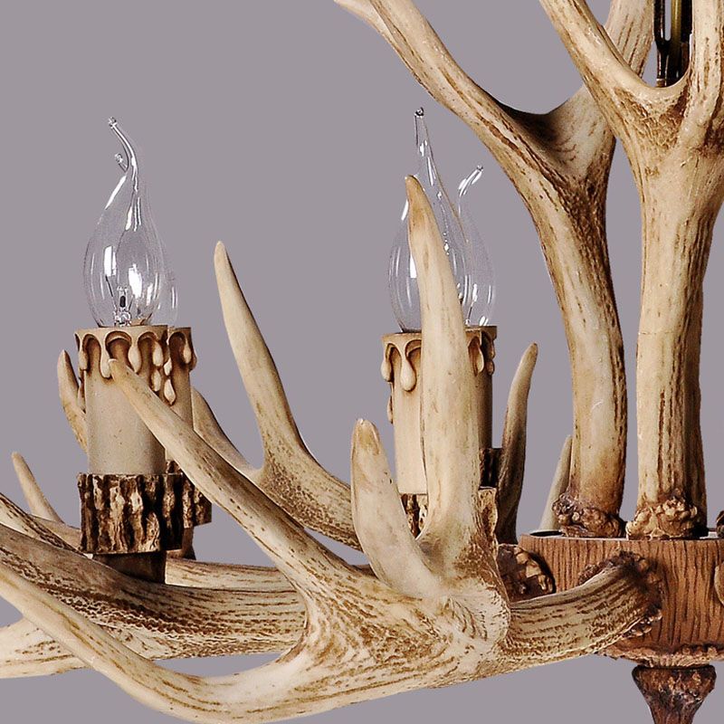 Silva Retro Deer Antlers Candle light Horn Resin Chandelier - Neutral Decor
