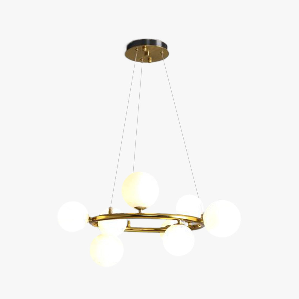 Valentina Modern Glass Globe Ring Chandelier, Gold/Black - Neutral Decor