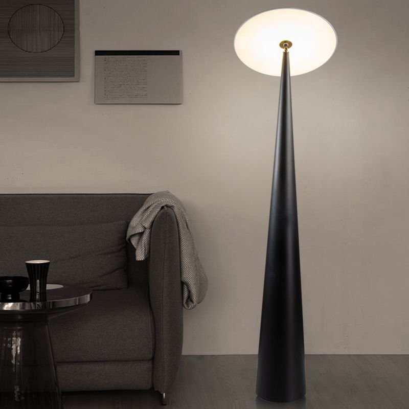 Salgado Modern Saucer Shaped Metal Floor Lamp,Black - Neutral Decor
