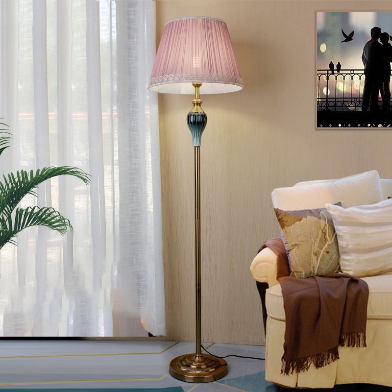 Eryn Antique Floor Lamp, Multi Colors, Metal/Fabric, Bedroom - Neutral Decor