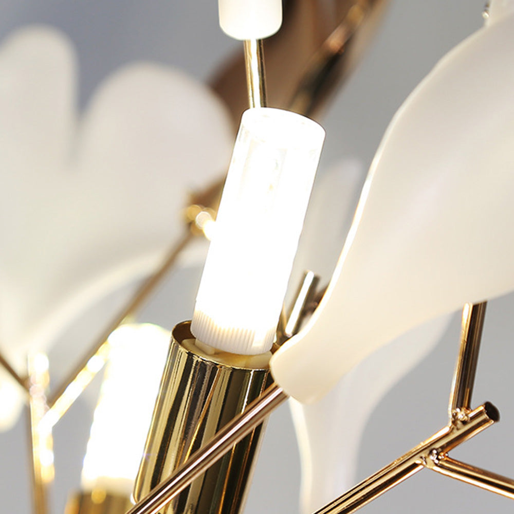 Olivia Floor Lamp Leaf Artistic, Ceramic/Metal, White/Gold, Study - Neutral Decor
