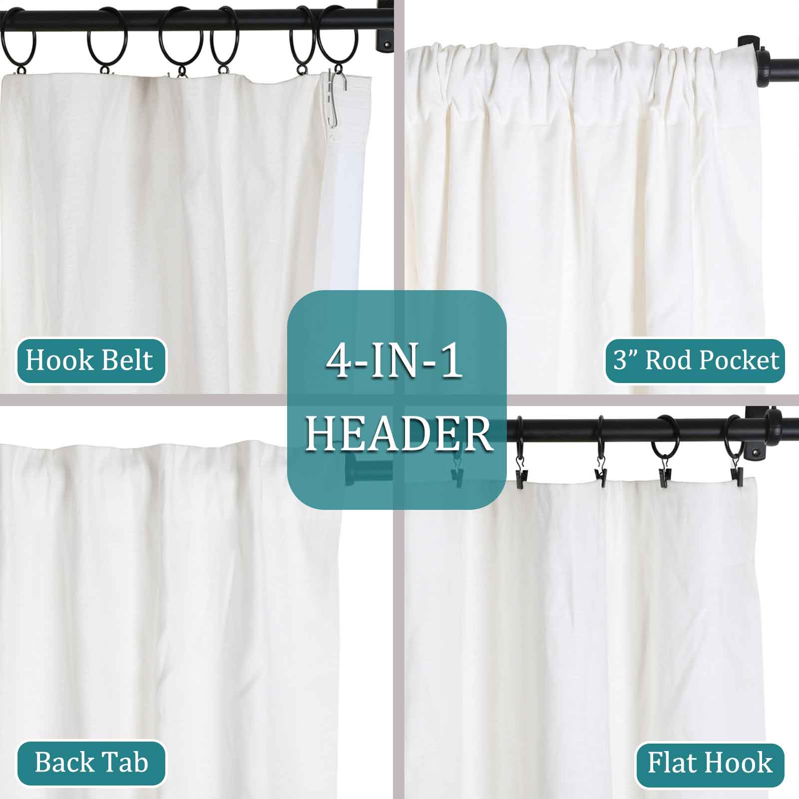 Jenna Linen Curtains & Drapes Soft Top-Neutral Decor
