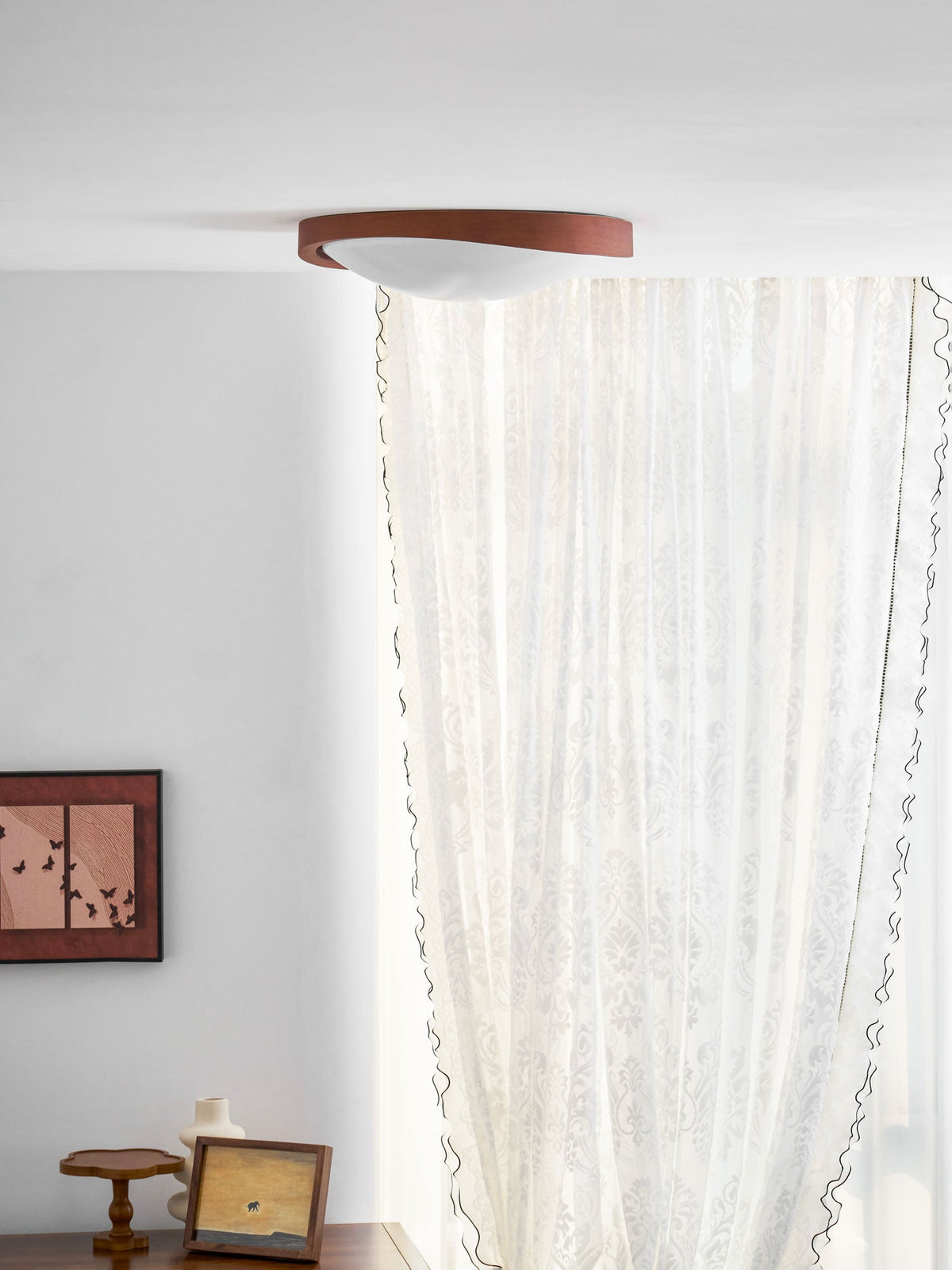 Walnut Curved Edge Ceiling Light-Neutral Decor