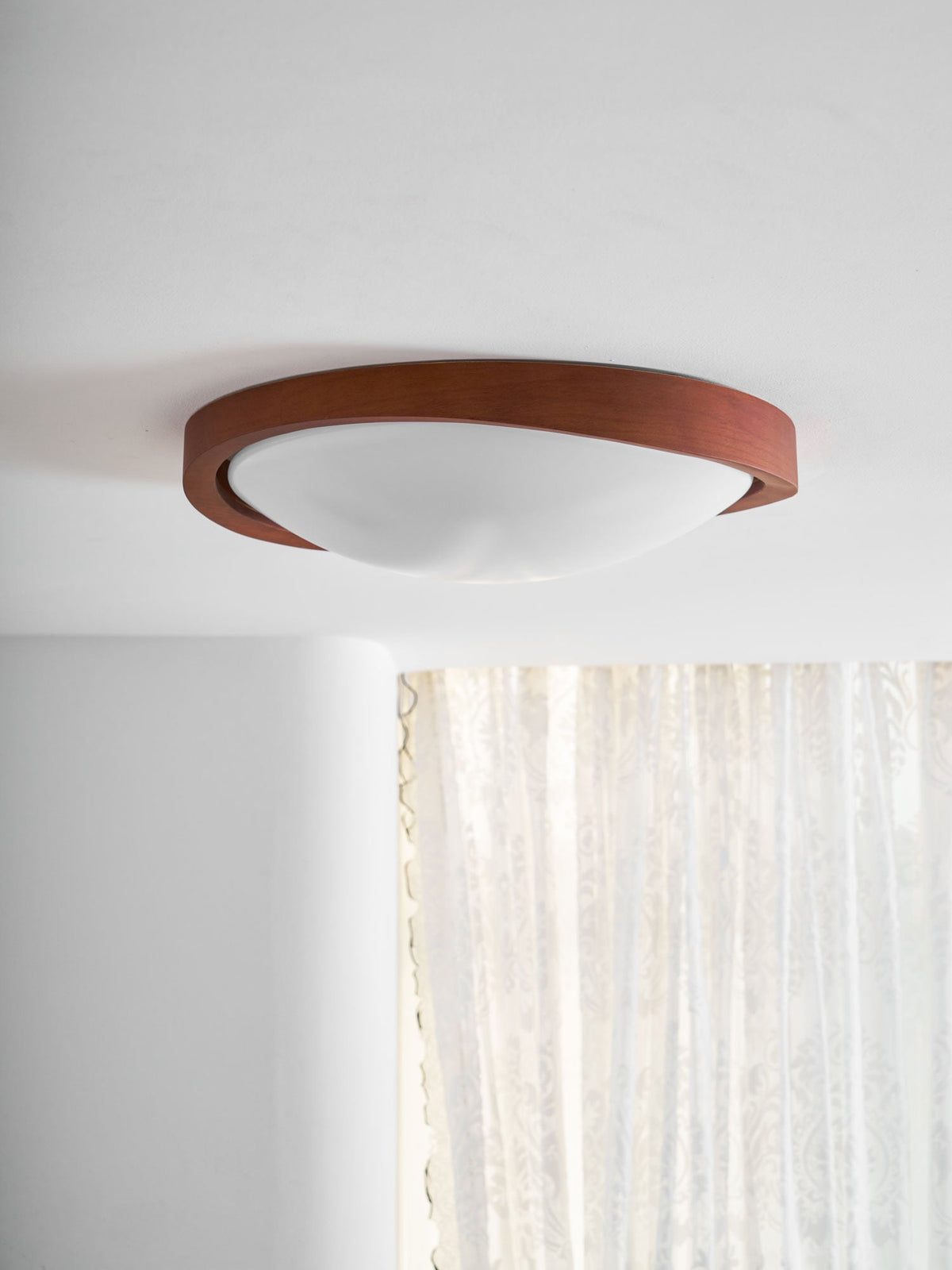 Walnut Curved Edge Ceiling Light-Neutral Decor