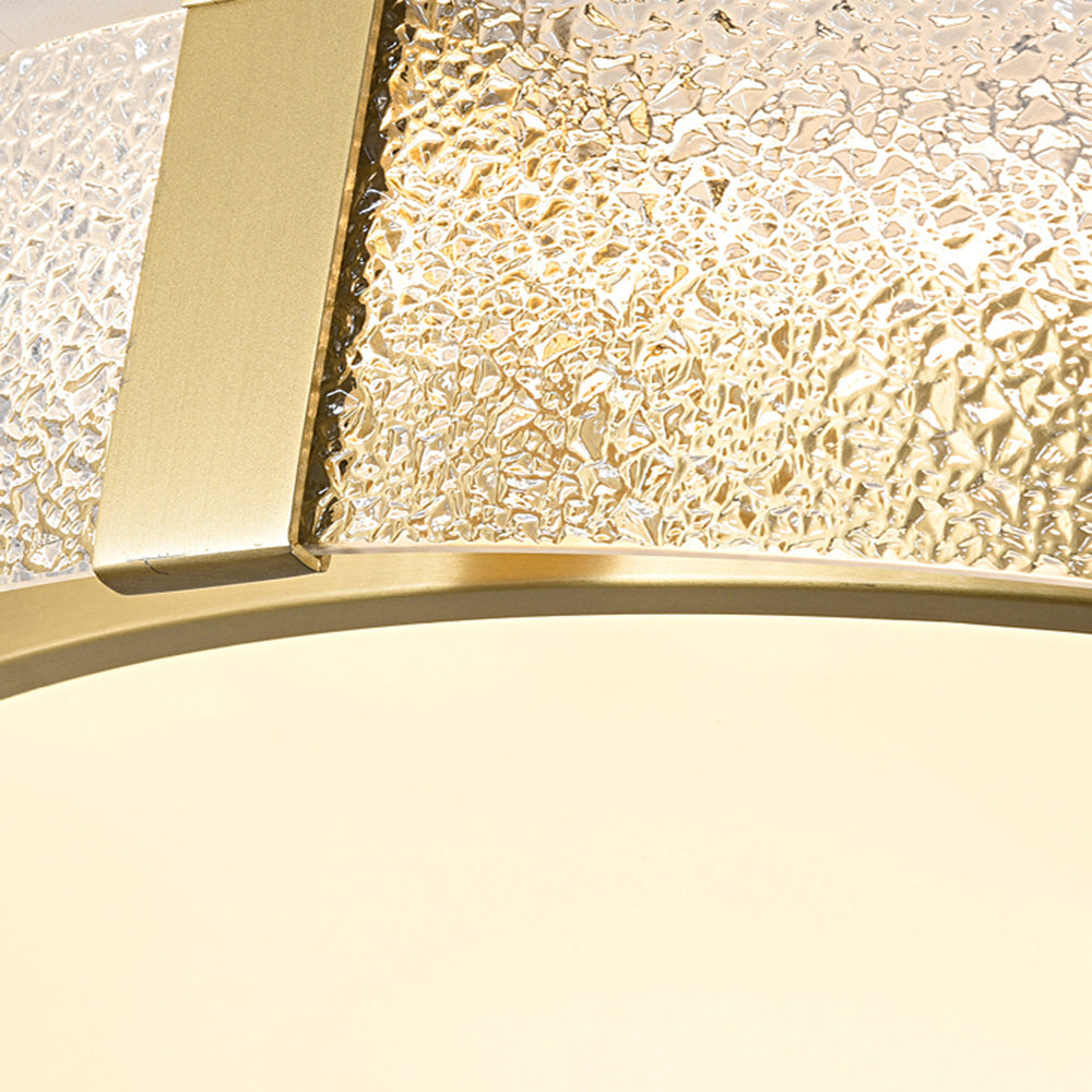 Arisha Modern Round Metal/Glass Flush Mount Ceiling Light, Gold - Neutral Decor