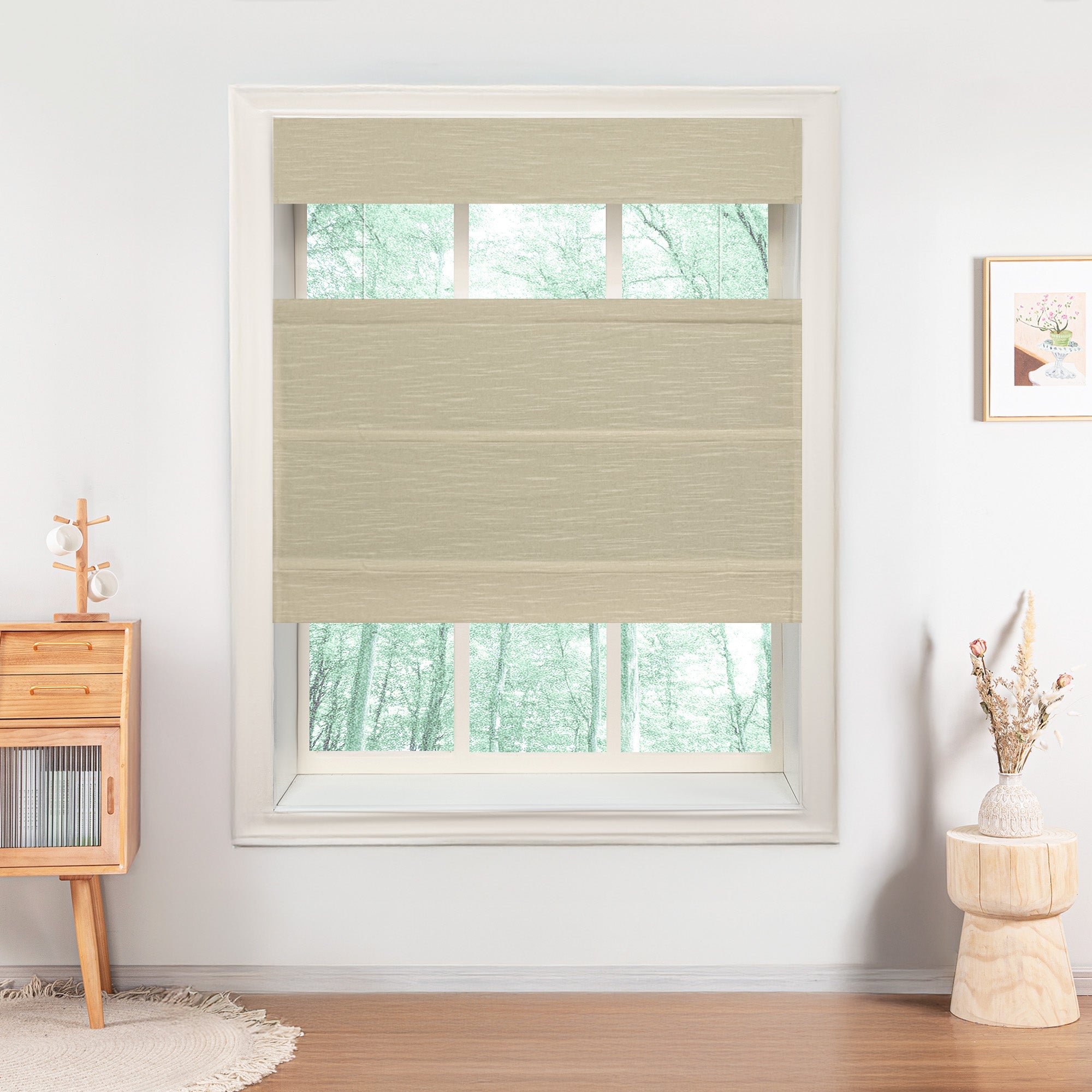 Jenna Linen Roman Shades & Blinds | Top Down Bottom Up-Neutral Decor