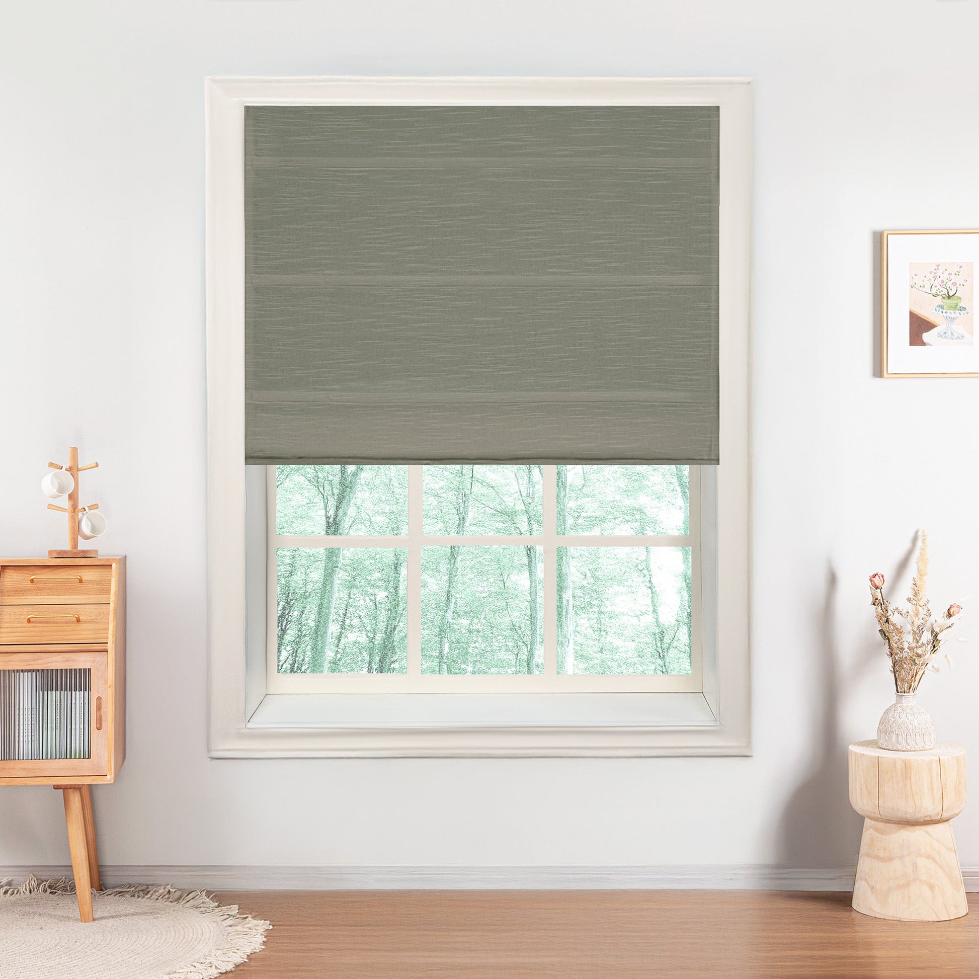 Jenna Linen Roman Shades & Blinds-Neutral Decor