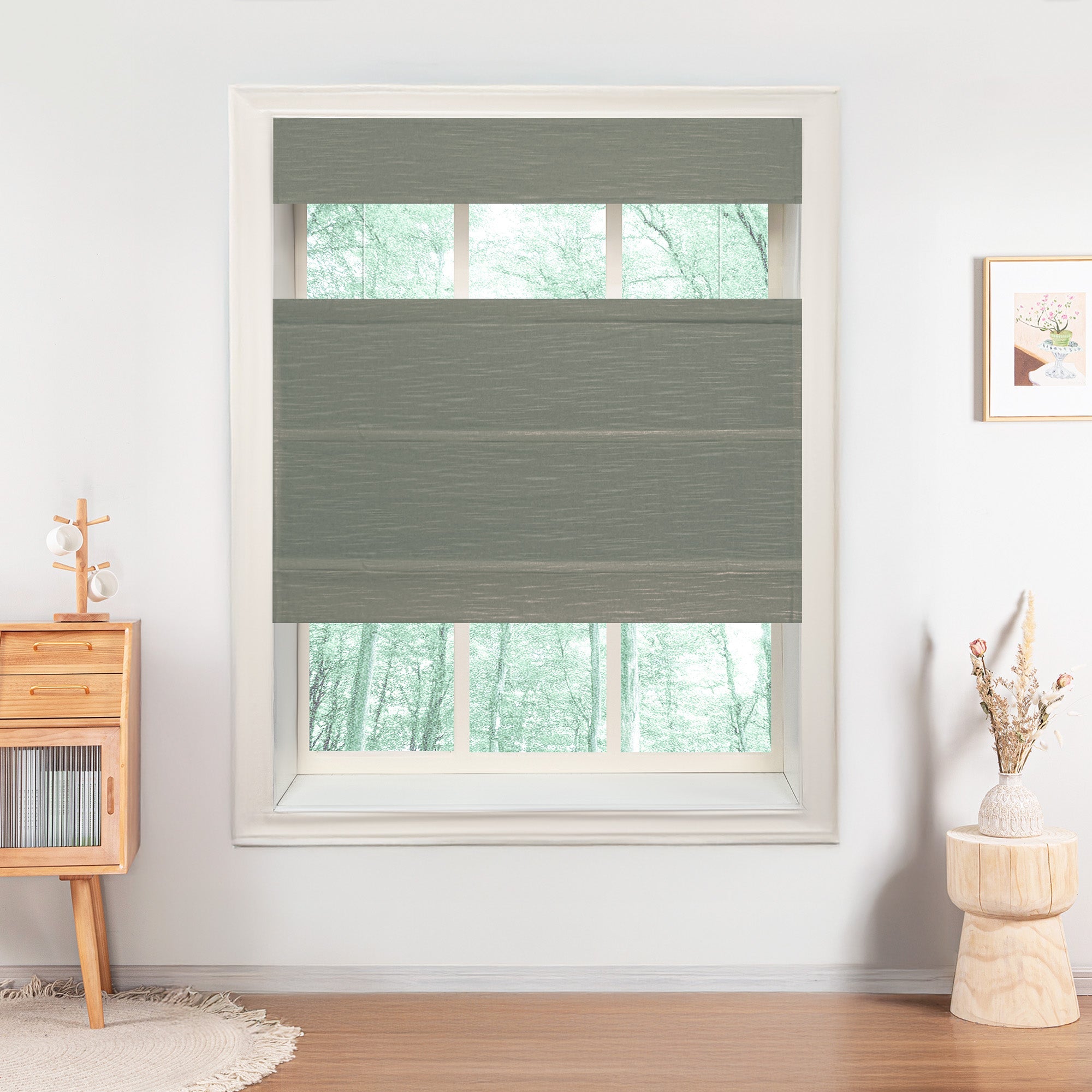 Jenna Linen Roman Shades & Blinds | Top Down Bottom Up-Neutral Decor