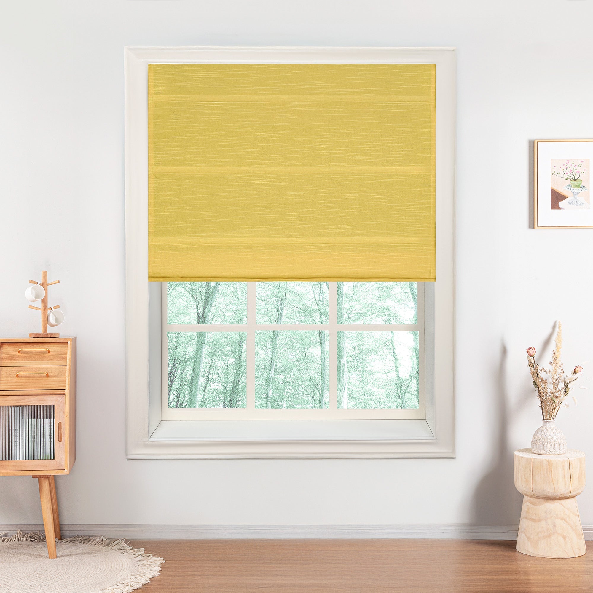 Jenna Linen Roman Shades & Blinds-Neutral Decor