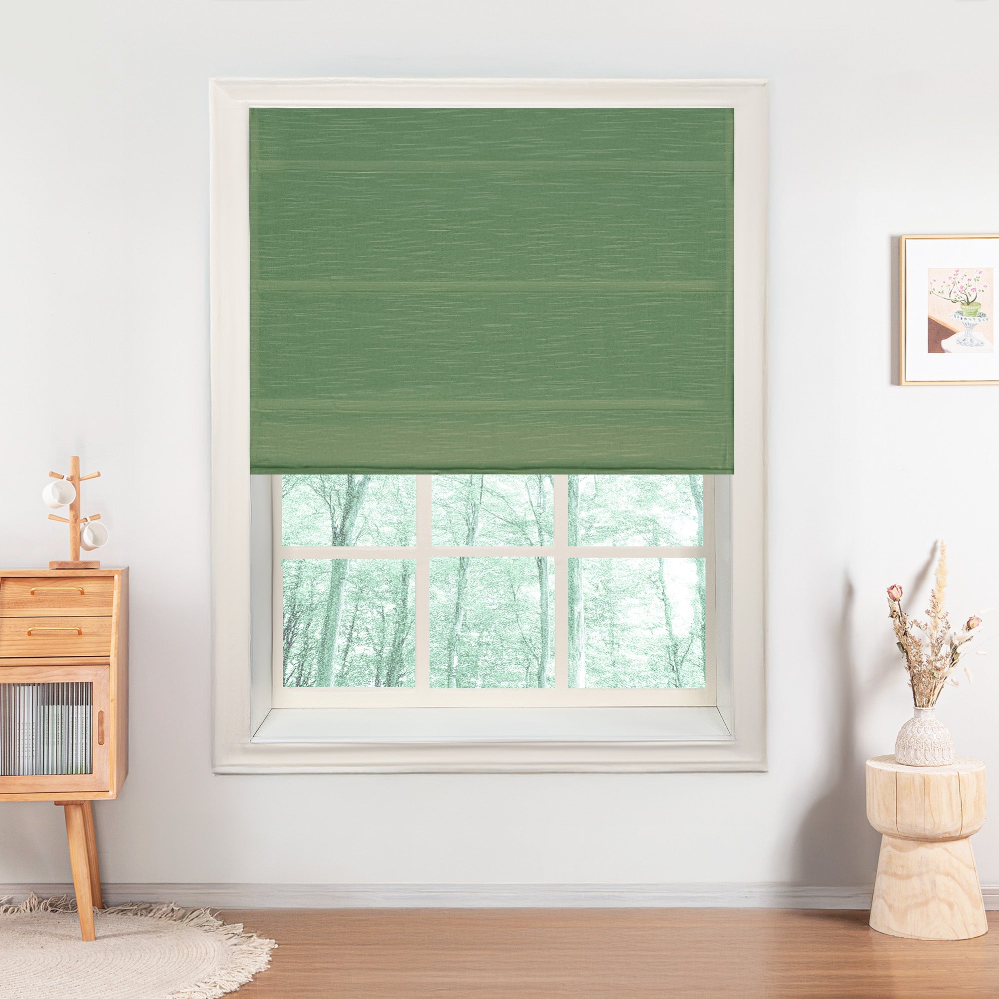 Jenna Linen Roman Shades & Blinds-Neutral Decor