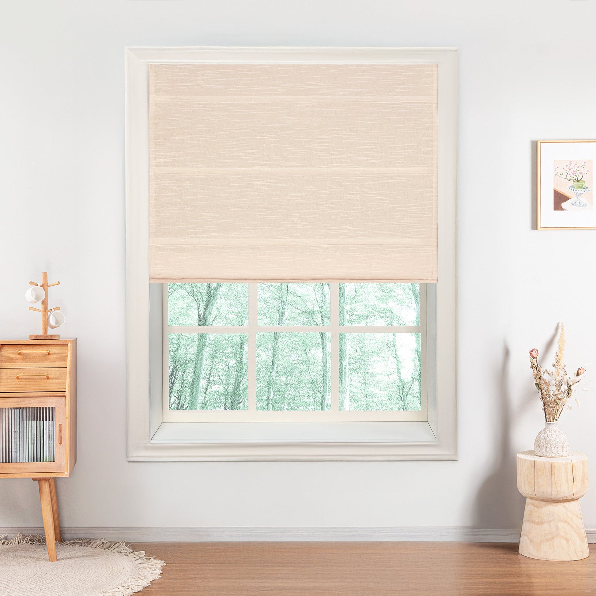 Jenna Linen Roman Shades & Blinds-Neutral Decor