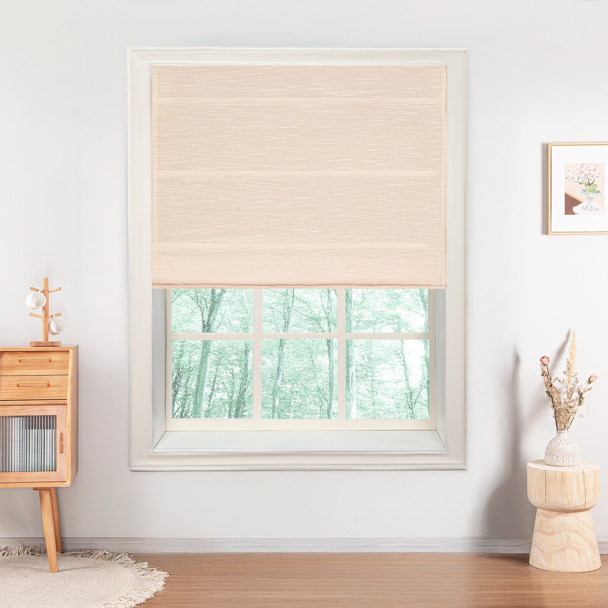 Jenna Linen Roman Shades & Blinds-Neutral Decor