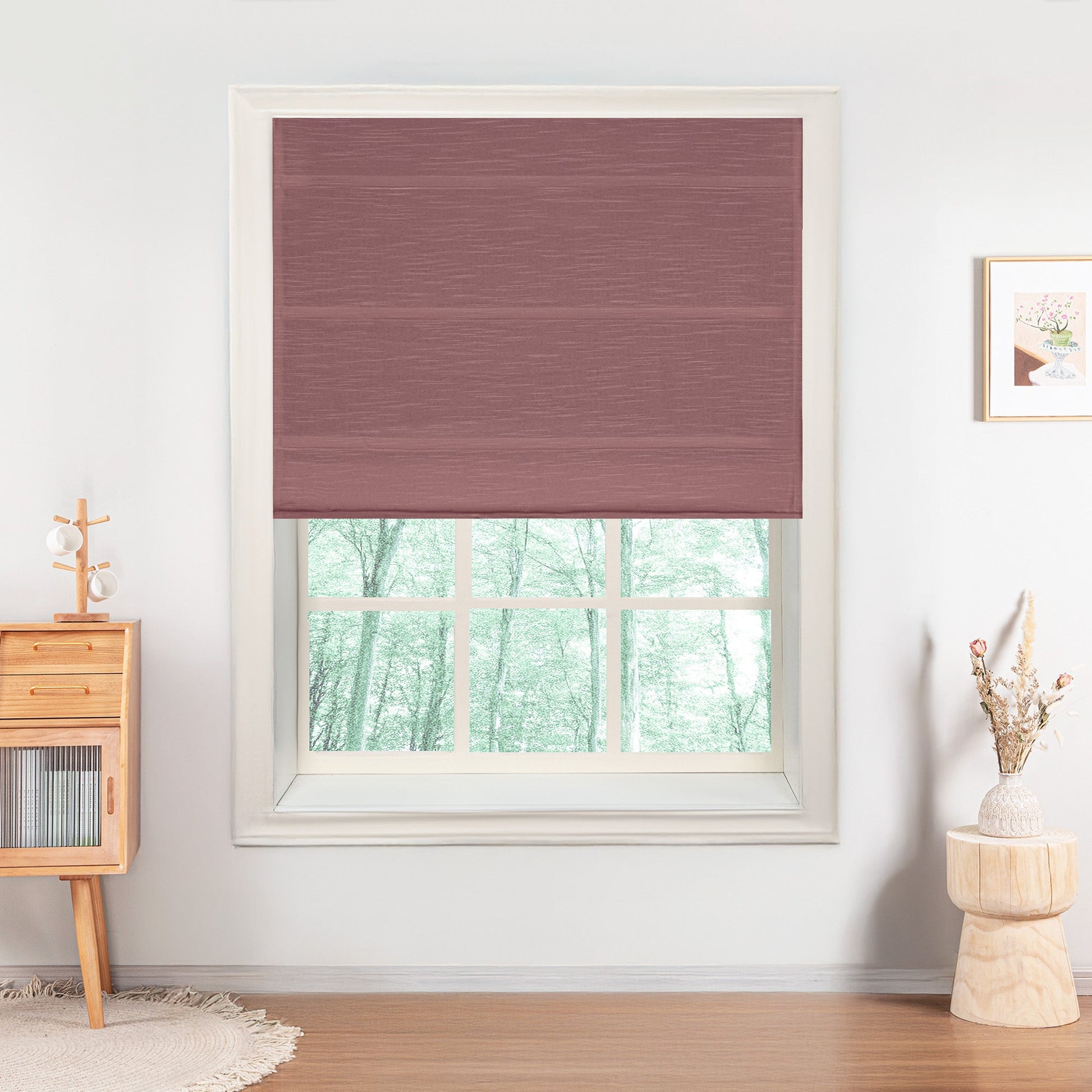 Jenna Linen Roman Shades & Blinds-Neutral Decor