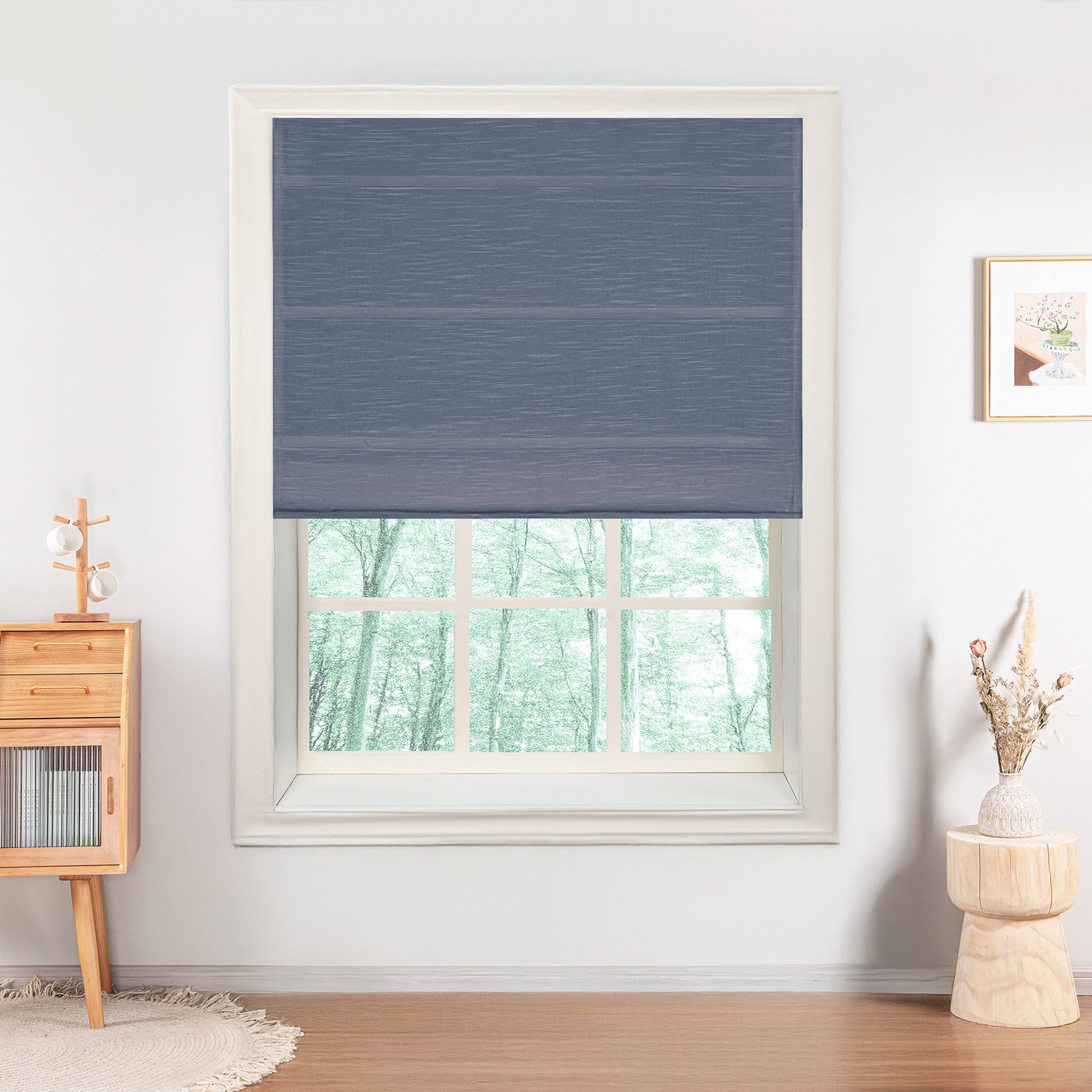 Jenna Linen Roman Shades & Blinds-Neutral Decor